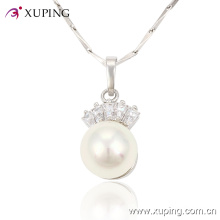 Xuping Élégant Rhodium Imitation CZ Zircon Seashell Perle Bijoux Pendentif (30466)